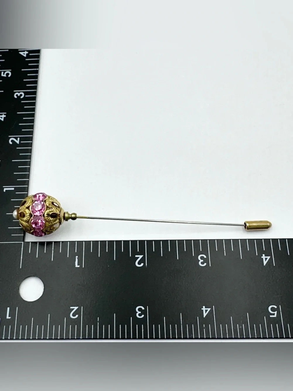 Vintage Pink Rhinestone Hat Stick Pin